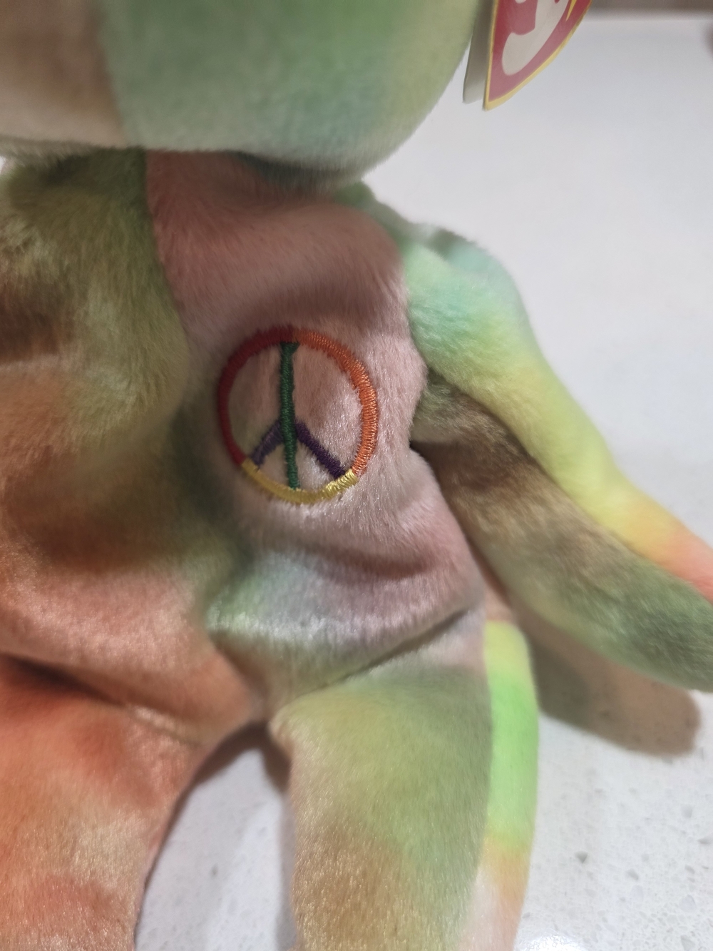 TY Beanie Baby Tie-Dye Peace Bear - Multicolor Plush Toy - Picture 2 of 8